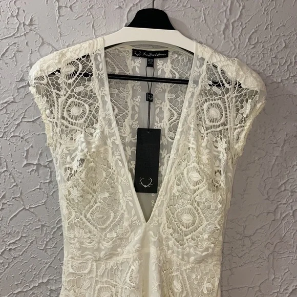 For Love & Lemons NEW Mariposa Mini Dress White XS Embroidered Lace Romantic - Picture 6 of 16